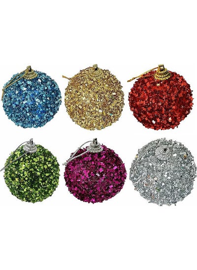 اشتري 6 Pcs Sparkle Glitter Baubles For Christmas Tree في مصر