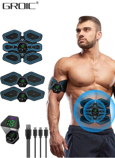 Buy ABS Stimulator,EMS Muscle Stimulator,Abdominal Toning Belt,ABS Training Waist Trimmer Belt Wireless Ab Trainer Fitness Equipment, Ab Sport Exercise Belt with USB Rechargeable in Saudi Arabia