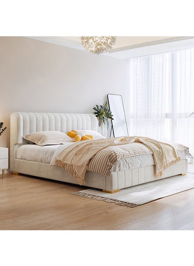 اشتري Maple Home Bed Frame Wood Upholstered Velvet King Queen Size Floating Bed Base Bedroom Furniture في الامارات