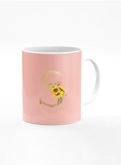 Buy Stylizedd Designer Printed Coffee Mug 11oz Ceramic Personalised Gift Mugs Cup -Custom Monogram Initial Letter Floral Pattern Alphabet - S ( Hot Pink ) in UAE