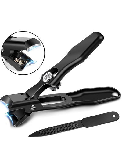 Buy Nail Clippers for Thick Nails Wide Jaw Opening Nail Clippers with Catcher,Large Toenail Clippers Heavy Duty Nail Cutter with Sharp Curved Blade for Men Senior Black in Saudi Arabia