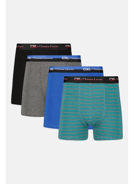 Buy Men 4 Pack Brand Logo Boxer Briefs, Black/Blue Combo in UAE