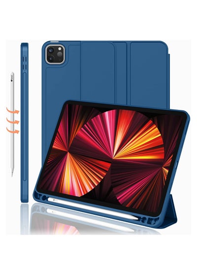 Buy New iPad Pro 11 Inch Case 2022 4th Gen 2021 3rd Gen with Pencil Holder Support iPad 2nd Pencil Charging Pair Trifold Stand Smart Case with Soft TPU Back Auto Wake Sleep in UAE