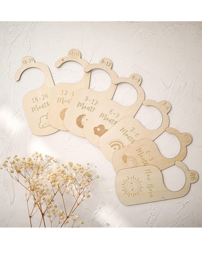 اشتري Baby Closet Dividers for Clothes Organizer  Beautiful Wooden Double Sided Baby Clothes Size Hanger Organizers for Newborn to 24 Months for Nursery Decor في الامارات