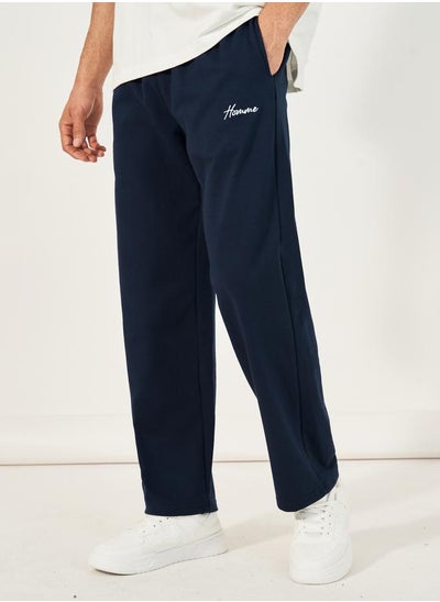 Buy Signature Relaxed Open Hem Joggers with Embroidery in Saudi Arabia