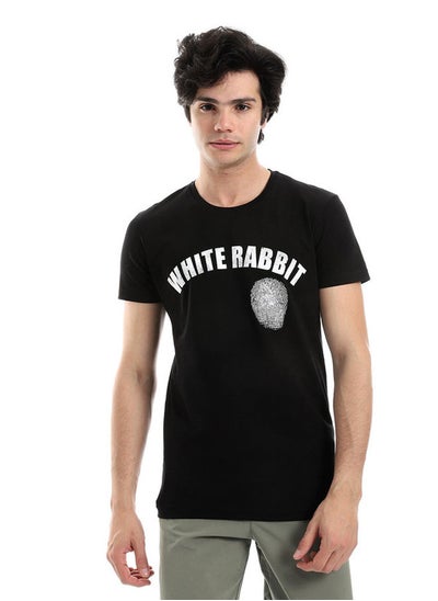 Buy White Rabbit Finger Print Printed Pattern Short Sleeves T-Shirt in Egypt