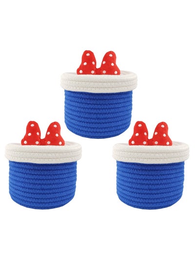 اشتري 3Pcs Cotton Rope Storage Basket with Lid for Organizing Girl's Dream Princess Natural Cotton Rope Baskets في السعودية