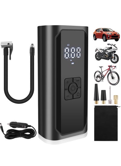 Buy 150PSI Tire Inflator Portable Air Compressor, DC 12V Car Tire Air Pump Portable, Air Compressor with LCD Screen, Portable Air Compressor for Car, Motorcycle, Bike, Ball, Car Accessories in UAE