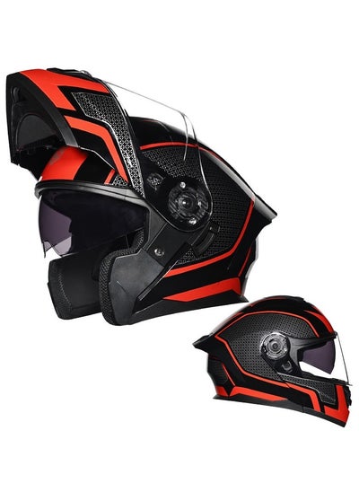 Buy New Double Mirror Helmet Semi Full Cover Four Seasons Motorcycle Helmet in Saudi Arabia