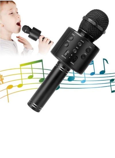 اشتري Wireless Bluetooth Karaoke Microphone Portable Handheld Mic Speaker For All Smartphones Microphone Speaker For Girls Boys Kids Childrens Adults(Black) في الامارات