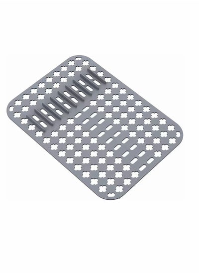 Buy Dish Drying Mats Gray 15.7 11.4 Kitchen Sink Mat and protector DIY Cuttable Holes Sink Pad Accessory Soft Silicone Dish Drying Mats Non Slip Heat Resistant in Saudi Arabia