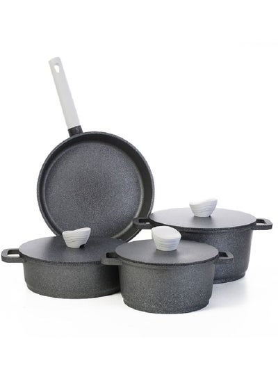 Buy 7 Pieces Cookware Set Korean Granite Grey in Saudi Arabia