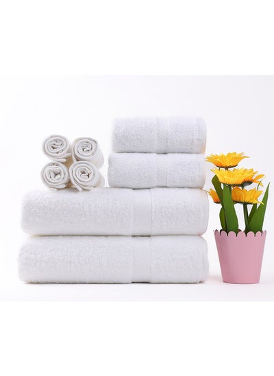 Buy White Rose 8-Piece Towel Set, 100% Premium Cotton 530 GSM Superior Quality, Quick Dry Highly Absorbent Thick Bathroom Soft Hotel Towels for Bath And Spa, Towel Set Includes 2 Bath Towels (70x140 cm), 2 Hand Towels (40x75 cm), 4 Washcloths (33x33 cm) White in Saudi Arabia