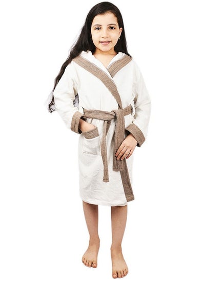 Buy Baby bathrobe with hood, multi-size, off-white / brown in Saudi Arabia