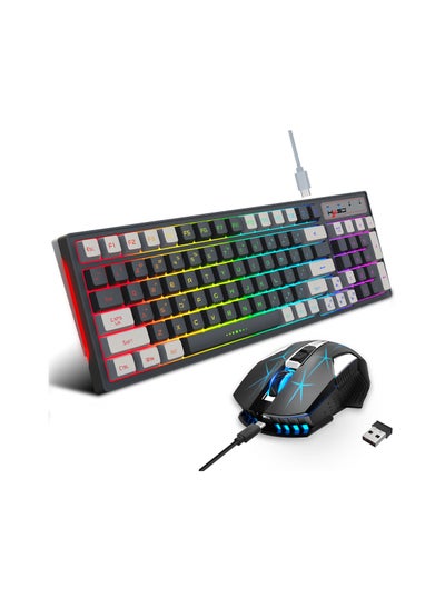 Buy HXSJ L900 wireless luminous keyboard with HXSJ T300  luminous gaming mouse office game keyboard spot in UAE