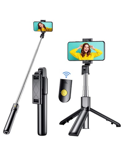 Buy Cell Phone Selfie Stick 3 in 1 Bluetooth Selfie Stick Tripod Extendable and Portable Selfie Stick with Detachable Wireless Remote & Stable Tripod Stand Compatible with iPhone/Galaxy/Huawei etc in UAE