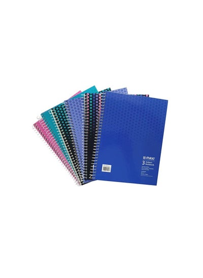 اشتري Maxi Spiral Hard Cover 3 Subject Notebook 9.5"X7" 120 Sheets, Assorted في الامارات