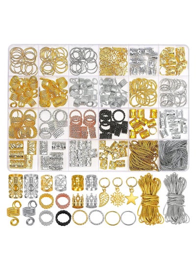 Buy 259PCS Hair Jewelry Accessories for Women Braids, Hair Loc Wire Wrapped Adornment for Dreadlock, Hair Aluminum Beads Charms Gold Braids Ring Cuffs Clips with Pendants for Hair Decorations in UAE