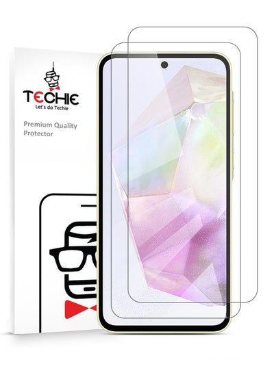 Buy 2 Pack HD Tempered Glass Screen Protector for Samsung Galaxy A35 - Anti Reflection Anti Bubbles 9H Hardness 0.33 mm Rounded Edges Easy Installation in Saudi Arabia