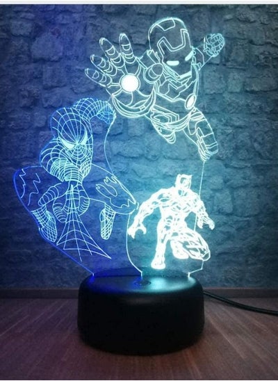 اشتري Multicolour 3D Night Lights Marvel Iron Spiderman Black Panter LED Touch Remote  Color Table Lamp Emotion USB Child Room Decoration Christmas Gift في الامارات