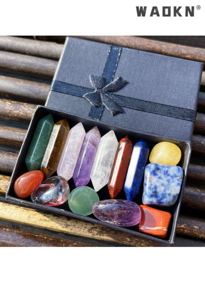 Buy Crystal Gifts, Premium Healing Crystals - 7 Chakra Set Tumbled Stones, 7 Chakra Stone Set Meditation Stone Yoga Amulet With Gift,Double Pointed Stone Tiger Eye Amethyst Powder Crystal Handicraft in Saudi Arabia