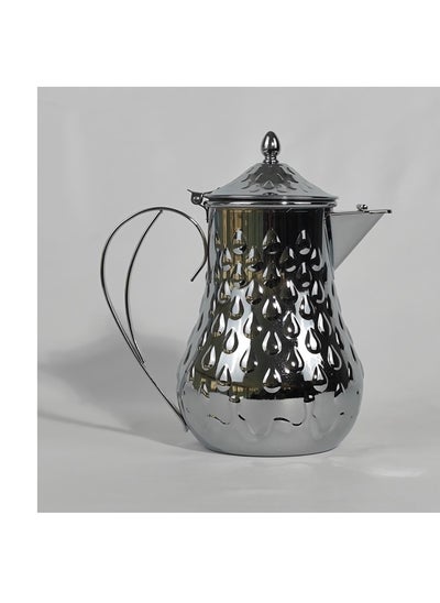 Buy Classic Arabic Style Water Drop Pattern Coffee Dallah Pot Rustproof Premium Stainless Steel Teapot Mirror Finish Coffee Kettle Easy Pour Spout Tea Kettle with Hinged Lid and Ergonomic Handle Dishwasher Safe Induction Safe Teapot for Office Home 1L in UAE