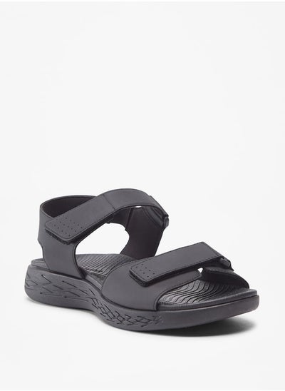 اشتري Men Perforated Strap Sandals with Hook and Loop Closure في الامارات