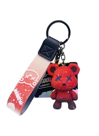 اشتري Creative Cartoon Bear Keychain with Woven Lanyard  Doubles as Pendant Car Decoration Unique Gift for Car Keys في الامارات