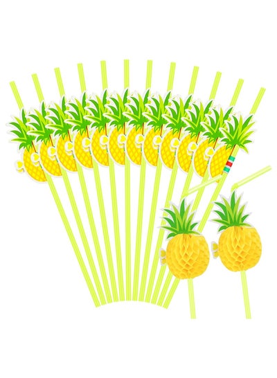 Buy 50 Pcs Pineapple Straws Pineapple Water Straws Tropical Straws Straws Hawaiian Straws for Luau Party, Pool Party, Birthday Party, Hawaiian Party Tableware Decorations Supplies in UAE