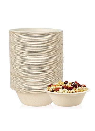 اشتري Compostable Bowls 12oz Disposable Paper Bowls Biodegradable Soup Bowls Made of Natural Bagasse Eco-Friendly Sugarcane Bowls for Salad Wheat Flakes 100 Pack Nature في السعودية