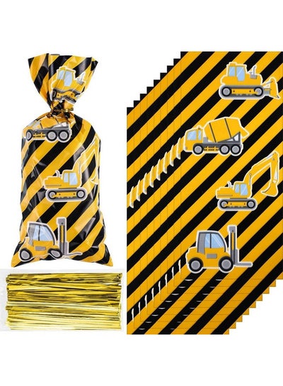 Buy 100 Pieces Construction Theme Cellophane Bags Construction Theme Goodie Favor Bags Truck Themed Candy Treat Bags Gift Bags With 100 Pieces Golden Twist Ties For Kids Boys Party Supplies Decorations in UAE