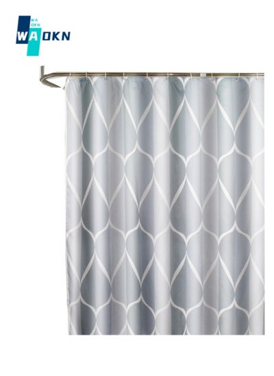 Buy Thickened polyester fabric shower curtain with hook, 180x200 cm Bathroom Accessories Artistic Home Decor Fabric (Grey) in Saudi Arabia