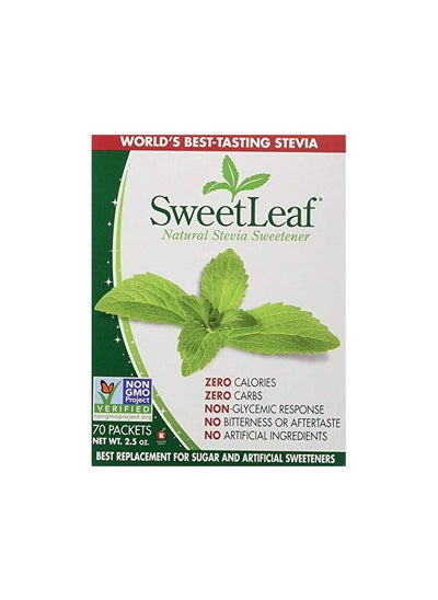 اشتري SweetLeaf Stevia Packets - Zero Calorie Natural Stevia Powder, No Bitter Aftertaste, Sugar Substitute for Keto Coffee, Nothing Artificial, Non-GMO Stevia Sweetener Packets, 70 Count (Pack of 2) في الامارات