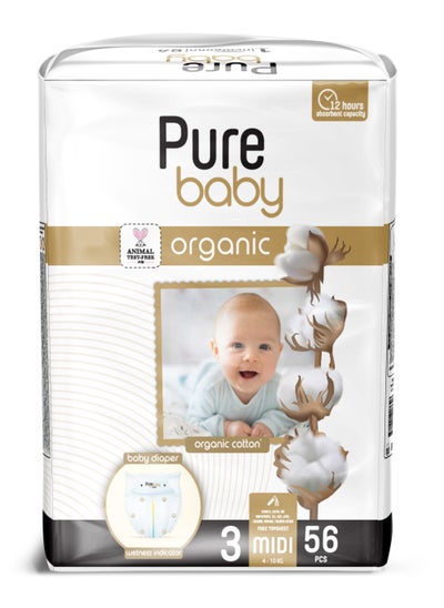 اشتري Organic Cotton Eco Diaper 56 Count Size 3, for 4-9 Kg Kids في الامارات