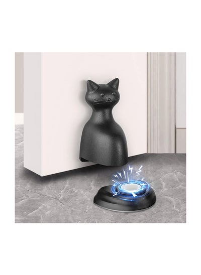 اشتري Magnetic Door Stopper Catch Wall Protector, Black Cat Shape Door Stop for Bottom of Door, No Punching Anti-Collision with 3M Tape for Door of Bedroom, Balcony, Kitchen, Entry, 2Pcs في السعودية