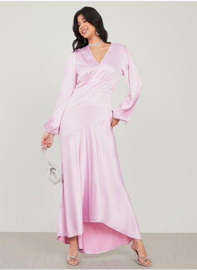 Buy Volume Sleeve High-Low Hem Maxi Dress in Saudi Arabia