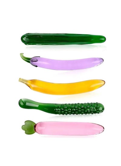 اشتري 5-Pieces/Set of Vegetable Models Crystal Sculpture Face Care Massager,Women Multi-Function Body Gua Sha Massager في الامارات