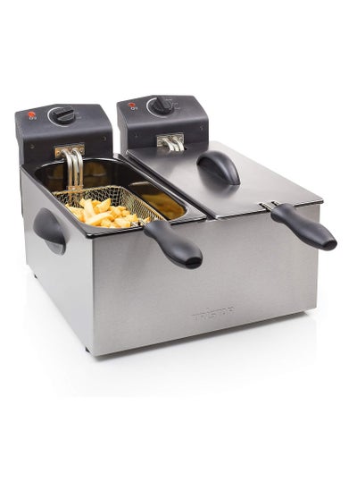 Buy Stainless Steel Double Fryer FR-6937 - 6L Capacity, Cold Zone, Adjustable Temperature in UAE