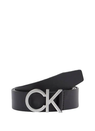 Buy Men's Black Leather Logo Buckle Belt in UAE