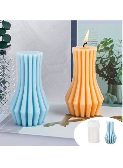 اشتري Curved Stripe Silicone Candle Mold - Reusable Mold for DIY Candle Making, Aromatherapy Crafts, Plaster Art, Perfect for Birthday, Graduation, and Summer Gifts في الامارات