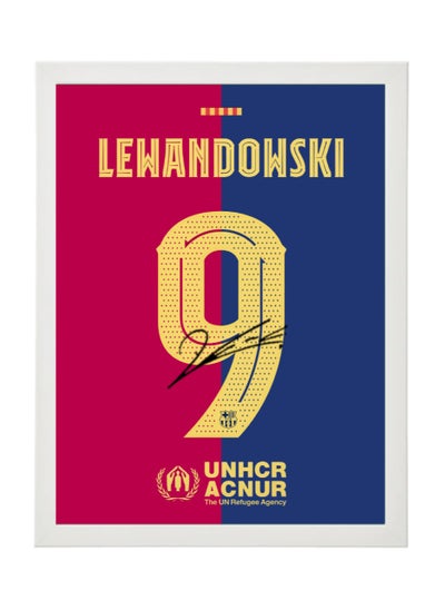 Buy Robert Lewandowski Barcelona Autographed Jersey - Framed Poster 30x40cm - Football Memorabilia, Soccer Collectible, Gift for Fans in UAE