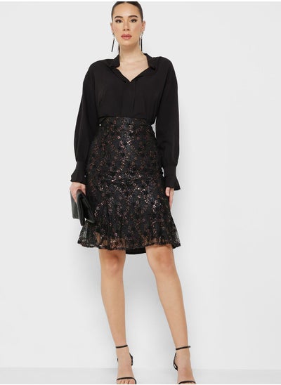 Buy Lace Overlay Skirt in UAE