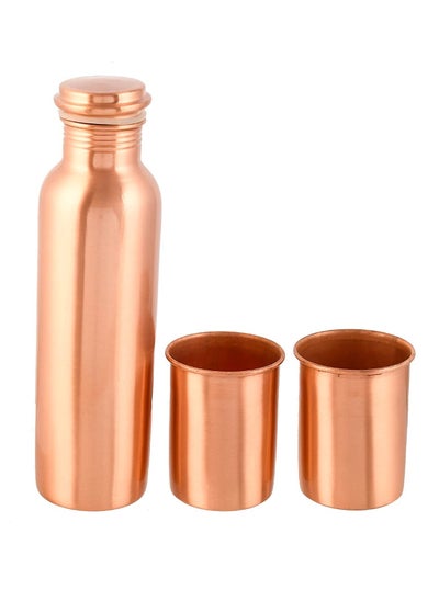 Buy VOIDROP Pure Copper Water Bottle Set with Glasses Copper bottle Copper Vessel An Ayurvedic Pure Copper Water Bottles Capacity 1000ML Copper Bottle for Home  Plain Copper Bottle with Glass in UAE