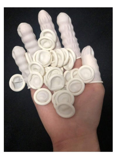 Buy Finger Cots, Disposable Finger Protectors, Latex Anti-Static Finger Tip Rubber Protect Keeping Dressing Dry and Clean (100 Pcs, White) in Saudi Arabia