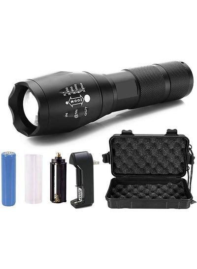 Buy Bright Cree XM-L T6 high lumens Zoomable LED Flashlight with charger and battery in UAE