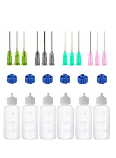 Buy 6 Pcs Glue Applicator Bottles, 30ml Plastic Squeezable Dropper Bottles with Blunt Needle Tip 14ga 16ga 18ga 20ga for Glue Applications, Paint Quilling Craft and Oil in UAE