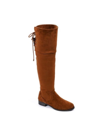 Buy Adjustble Back Lace Suede Over The Knees Boots - Havana in Egypt