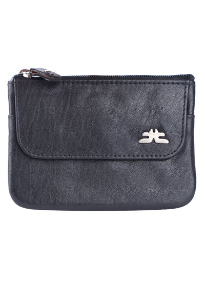 Buy Laveri Leather Coin Purse With Key Chain Tassel Black in UAE