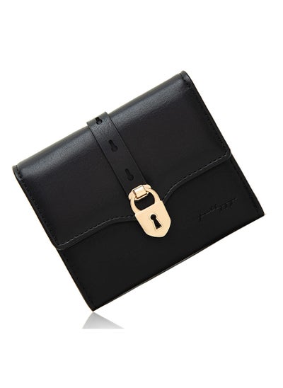 Buy RFID Blocking Trifold Women's Wallet, Mini Purse with Buckle Pocket, Credit Card Slots, Cash and Coin Compartments, Small Wallet for Ladies and Teen Girls, Black in UAE