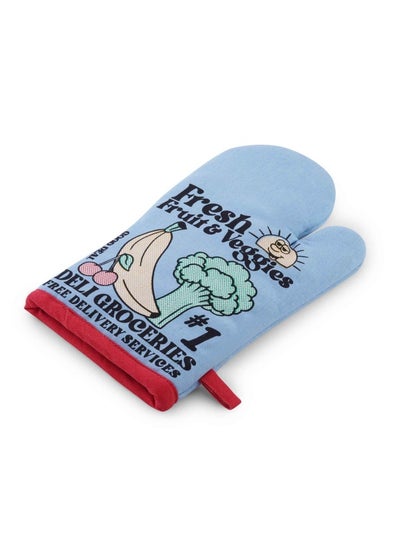 Buy Edible Printed Oven Mitten 17X30cm - Light Blue in UAE